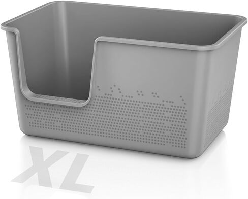 Cat Litter Box with High Sided,24.8" Lx11.4 Wx13.0 H,Extra Large Cat Litter Box for Big Cats,XL Jumbo Kitty Litter Box for Indoor Cats,Tool-Free Assembly (Grey) in Kuwait