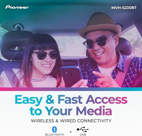 ستيريو سيارة بلوتوث من بايونير MVH-S230BT مع مدخلات USB، اتصال بالهاتف الذكي، مكالمات بدون استخدام اليدين in Kuwait