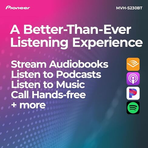 ستيريو سيارة بلوتوث من بايونير MVH-S230BT مع مدخلات USB، اتصال بالهاتف الذكي، مكالمات بدون استخدام اليدين in Kuwait