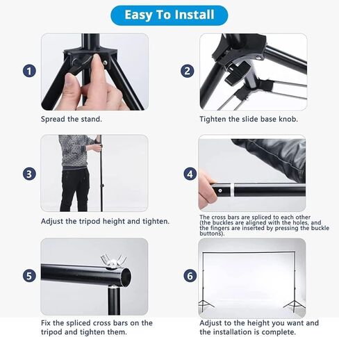YELANGU Photo Backdrop Stand Kit for Parties: Adjustable, Heavy Duty Backdrop Stand, 8x10ft Photography Backdrop Stand with Banner Stand, Includes 6 Clamps, 2 Sandbags, Portable Bag, Aluminum Alloy in Saudi Arabia