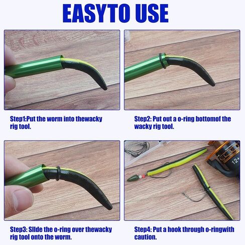 Wacky Worm Tool Wacky O-Rings,Wacky Worm Rig Kit for Plastic Rubber Worm Baits Weedless Fishing Hooks for Bass Fishing Wacky Rigging Tool with Lanyard/Clip in Kuwait