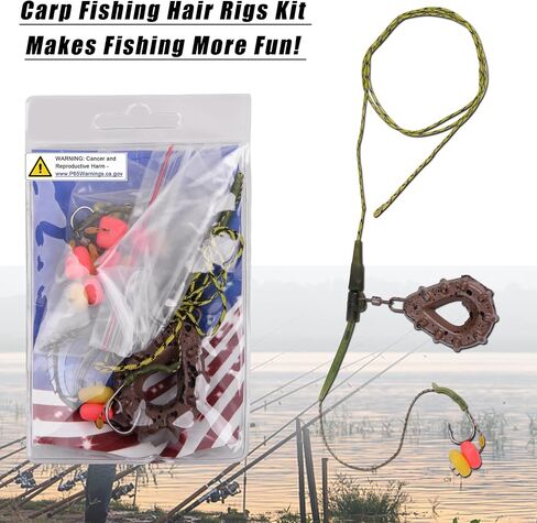 FUSIGO Carp Fishing Rig Kit Hair Carp Fishing Accessories Set Carp Flat Pear Sinker with Rolling Quick Change Swivels for Carp Bass Carp Tackle Rigs Set Carp Hook Carp Sinker Corn in Saudi Arabia