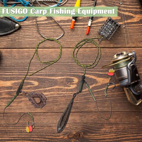 FUSIGO Carp Fishing Rig Kit Hair Carp Fishing Accessories Set Carp Flat Pear Sinker with Rolling Quick Change Swivels for Carp Bass Carp Tackle Rigs Set Carp Hook Carp Sinker Corn in Saudi Arabia