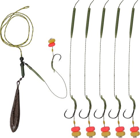 FUSIGO Carp Fishing Rig Kit Hair Carp Fishing Accessories Set Carp Flat Pear Sinker with Rolling Quick Change Swivels for Carp Bass Carp Tackle Rigs Set Carp Hook Carp Sinker Corn in Saudi Arabia