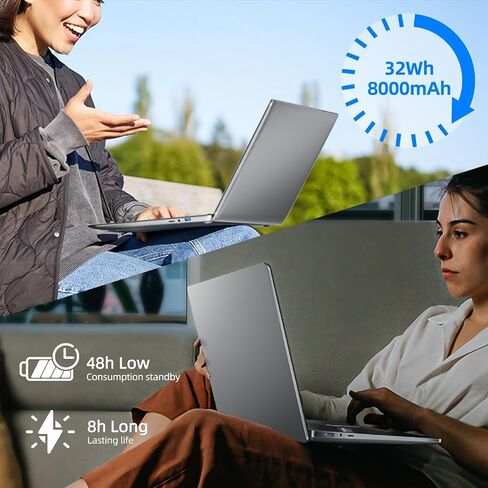 Laptop, 17.3 inch Laptops, 8GB RAM 256GB ROM, Celeron Quad-core Processor(up to 2.6 GHz), Dual Band 5G WiFi, 8000mAh Battery, 2 * USB 3.2, BT4.2, Type-C, 512GB Expansion, Gray in Saudi Arabia