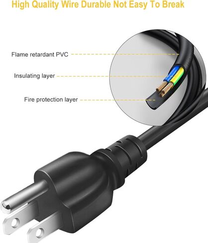 كابل سلك الطاقة لتلفزيون Dynex DX-26L150A11، DX-LCD32-09، DX-L42-10A، DX-32L150A11، DX-37L150A11، DX-40L261A12، DX-55L150A11، والمزيد من الموديلات (6 أقدام) in Kuwait