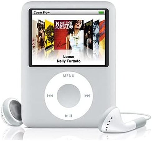 مشغل موسيقى متوافق مع MP4/MP3 - Apple iPod Nano الجيل الثالث (8 جيجابايت) (فضي) (متجدد) in Saudi Arabia