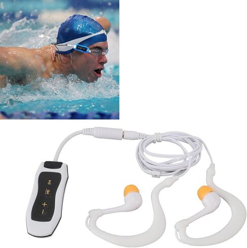 مشغل MP3 مقاوم للماء للسباحة، سماعات رأس مقاومة للماء مع سلك طويل، MP3 مقاوم للماء للسباحة تحت الماء، تأثير صوتي، دورة كاملة، 8 جيجابايت (8 جيجابايت) in Saudi Arabia