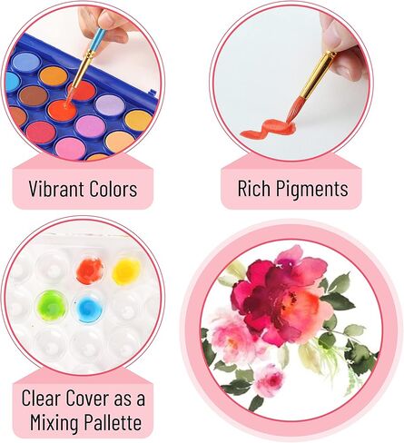 Mr. Pen- Washable Watercolors, 2 Pack, 8 Colors with Paint Brush, Watercolor Paint Set, Water Color Painting Kids, Watercolors for Kids and Adults, Kids Watercolor Paint Set, Watercolor Set Kids in Saudi Arabia
