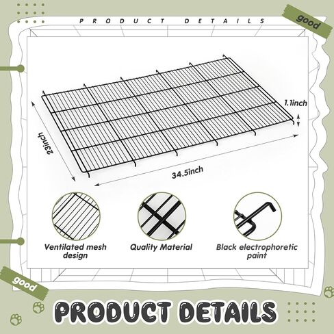 Zhengmy 2 قطعة شبكة أرضية بديلة لقفص الكلاب 34.5 × 23 بوصة شبكة قفص للكلاب الأليفة شبكة أرضية معدنية مرتفعة للأقفاص المعيارية لصواني الحيوانات الأليفة السفلية أقفاص معيارية قفص لعب للجراء، أسود in Kuwait