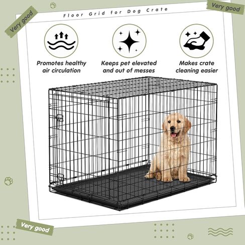 Zhengmy 2 قطعة شبكة أرضية بديلة لقفص الكلاب 34.5 × 23 بوصة شبكة قفص للكلاب الأليفة شبكة أرضية معدنية مرتفعة للأقفاص المعيارية لصواني الحيوانات الأليفة السفلية أقفاص معيارية قفص لعب للجراء، أسود in Kuwait