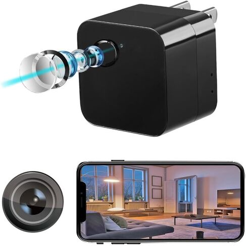 كاميرا ذكية صغيرة 1080 بكسل للتجسس واي فاي وشاحن USB مع رؤية ليلية في المنزل وكاميرا أمان مخفية لاسلكية لمراقبة الأطفال وكاميرا مراقبة أمنية وكشف الحركة مع تطبيق تغذية مباشرة in Kuwait