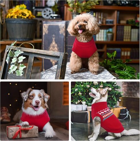Kuoser Dog Sweater, Small Dog Sweater, Dog Sweaters for Small Dogs Girl Boy, Thermal Puppy Christmas Sweater Knitwear, Cold Weather Pet Winter Pullover Sweatshirt Apparel with Leash Hole, Green XS in Saudi Arabia
