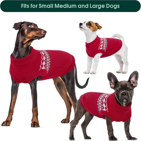 Kuoser Dog Sweater, Small Dog Sweater, Dog Sweaters for Small Dogs Girl Boy, Thermal Puppy Christmas Sweater Knitwear, Cold Weather Pet Winter Pullover Sweatshirt Apparel with Leash Hole, Green XS in Saudi Arabia