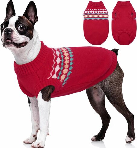 Kuoser Dog Sweater, Small Dog Sweater, Dog Sweaters for Small Dogs Girl Boy, Thermal Puppy Christmas Sweater Knitwear, Cold Weather Pet Winter Pullover Sweatshirt Apparel with Leash Hole, Green XS in Saudi Arabia
