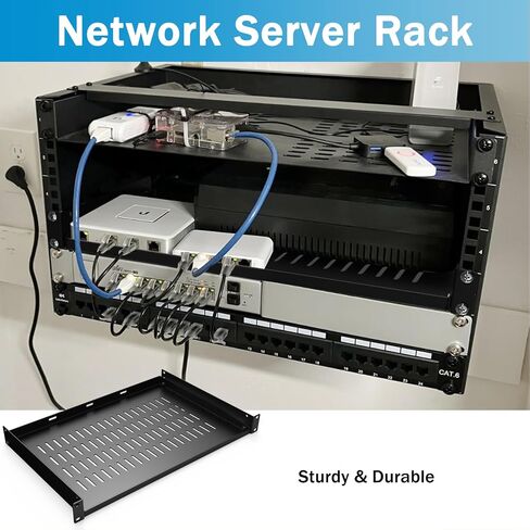 1U Server Rack Shelf 12" (305mm) Rack Mount Shelf Network Rack Shelf Suitable for 19" Network Equipment Racks and Cabinets, Ventilated Cantilever Tray in Saudi Arabia