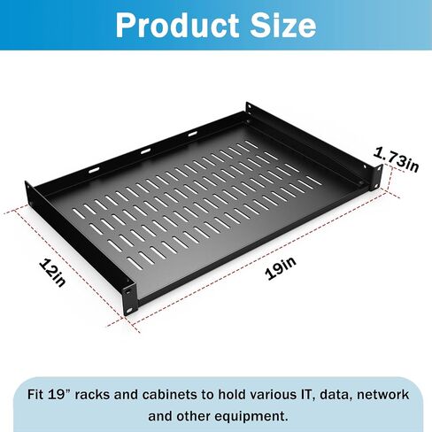 1U Server Rack Shelf 12" (305mm) Rack Mount Shelf Network Rack Shelf Suitable for 19" Network Equipment Racks and Cabinets, Ventilated Cantilever Tray in Saudi Arabia