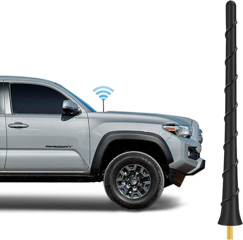 Black Spiral Antenna Replacement 7 Inch Compatible with Toyota Tundra Tacoma FJ Cruiser 1995-2023 Flexible Rubber Antenna Car Accessories for FM AM Radio Reception in Saudi Arabia