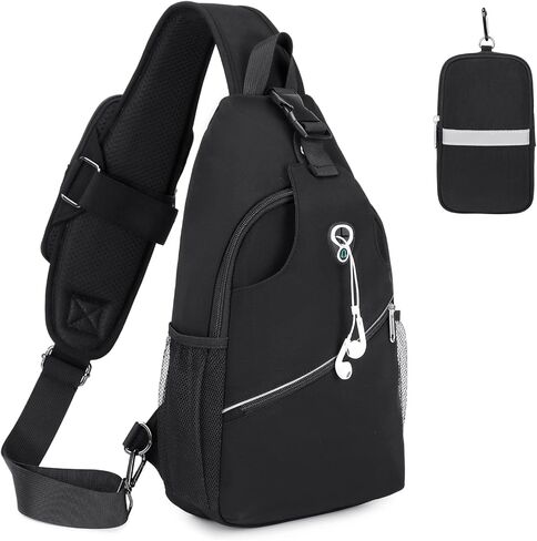 Sling Bag for Men Women, Crossbody Sling Backpack with Detachable Phone Holder Bag Crossbody Shoulder Bag Chest Bag for Hiking Travel Cycling Running, Gray in Kuwait