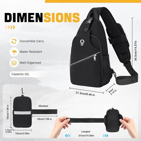 Sling Bag for Men Women, Crossbody Sling Backpack with Detachable Phone Holder Bag Crossbody Shoulder Bag Chest Bag for Hiking Travel Cycling Running, Gray in Kuwait
