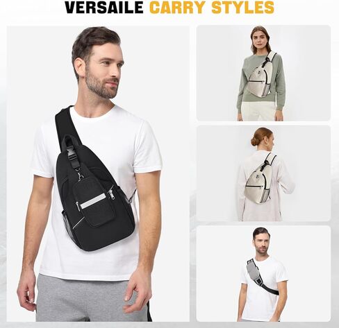 Sling Bag for Men Women, Crossbody Sling Backpack with Detachable Phone Holder Bag Crossbody Shoulder Bag Chest Bag for Hiking Travel Cycling Running, Gray in Kuwait