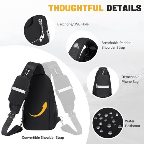 Sling Bag for Men Women, Crossbody Sling Backpack with Detachable Phone Holder Bag Crossbody Shoulder Bag Chest Bag for Hiking Travel Cycling Running, Gray in Kuwait