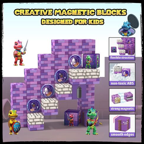 Large Magnetic Blocks for Toddler Toys, STEM Preschool Learning Sensory Montessori Outdoor Travel Building Toys Gifts for 3 4 5 6 Year Old Kids Boys Girls in Saudi Arabia