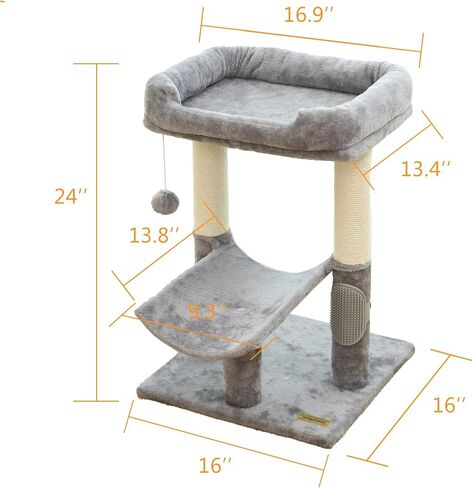 Cat Tree Tower for Indoor Cats，Cat Scratching Post Made with 100% Natural Sisal， Featuring Super Cozy Perch and Cat Platform for Kittens and Cats(Light Grey) in Saudi Arabia