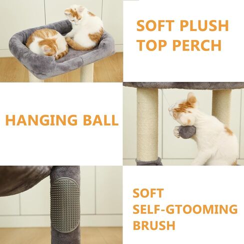 Cat Tree Tower for Indoor Cats，Cat Scratching Post Made with 100% Natural Sisal， Featuring Super Cozy Perch and Cat Platform for Kittens and Cats(Light Grey) in Saudi Arabia