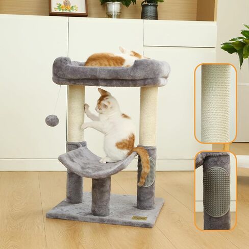 Cat Tree Tower for Indoor Cats，Cat Scratching Post Made with 100% Natural Sisal， Featuring Super Cozy Perch and Cat Platform for Kittens and Cats(Light Grey) in Saudi Arabia