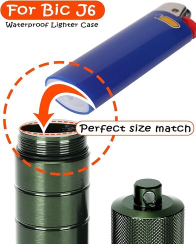 Waterproof Lighter Case Cover Holder for BIC Regular Lighters Sleeve Type J6 Outdoor Survival Multipurpose Seal Lighter Pouch (Deep Green) for Hiking, Travel, Camping, and Emergency Preparedness in Saudi Arabia