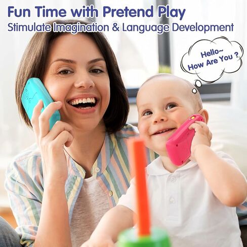 BABYFUNY Baby Toys 12-18 Months Toys for 1 Year Old Boy Gifts, 15 Functions Baby Boy Kids Toy Phone with Music & Lights, Baby Toys 6 to 12 Months 1 Year Old Toys for 1 + Year Old Boy Girl - Blue Cyan in Saudi Arabia