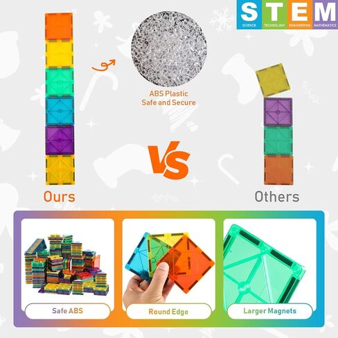 Bmag 130PCS Magnetic Tiles Building Blocks, 3D Magnet Blocks Construction Playboards for Kids Toddlers, Educational STEM Preschool Toys for Boys Girls with 2 Cars in Saudi Arabia