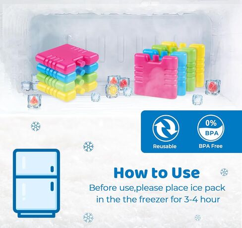 Cooler Ice Packs for Lunch Boxes 8 Pack Slim Ice Packs,Space Saving Reusable Ice Packs for Coolers or Lunch Boxes, Quick Freeze Long Lasting Small Coolers Freezer Packs for Outdoor in Kuwait