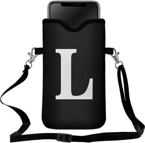 Men Women Universal Neoprene Cell Phone Pouch Sleeve 7.5 X 4.3 in Smart Mobile Protection Case Bag with Crossbody Strap/Neck Lanyard Privacy Case Covers Letter A in Kuwait