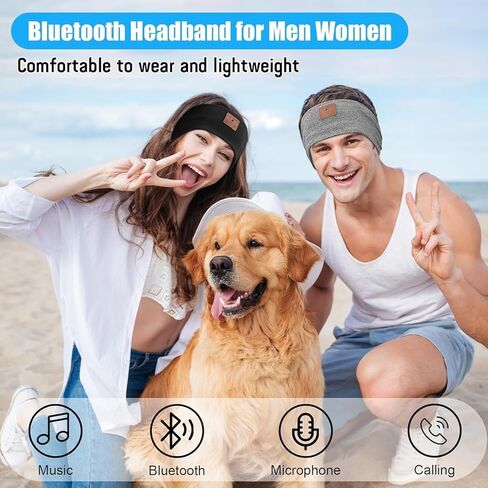 2-Pack Sleep Headphones Bluetooth Headband, 2024 New Headband Headphones with Ultra-Thin Speakers, Band Headphones for Side Sleepers, Running, Insomniac, Travel, Meditation（Black&Grey） in Saudi Arabia