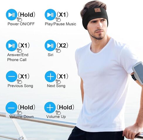2-Pack Sleep Headphones Bluetooth Headband, 2024 New Headband Headphones with Ultra-Thin Speakers, Band Headphones for Side Sleepers, Running, Insomniac, Travel, Meditation（Black&Grey） in Saudi Arabia