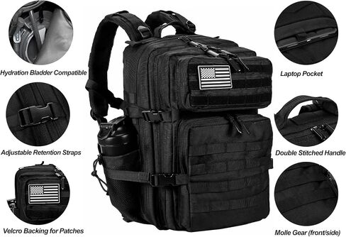 LHI Military Tactical Backpack for Men and Women 45L Army 3 Days Assault Pack Bag Large Rucksack with Molle System in Saudi Arabia