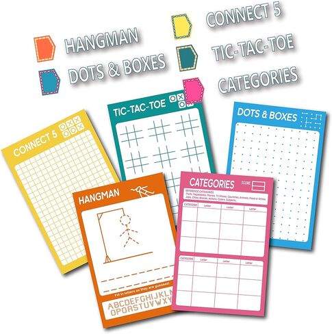 GRANDLMOON 6 Portable Travel Game Activities Notepad On The Go Plane Trip Game 4 x 6-inches (2 Pads and 60 Sheets Each) in Saudi Arabia