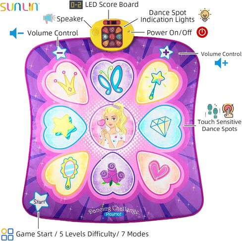 SUNLIN Dance Mat, Gifts Toys for Girls 3 4 5 6 7 8 Years Old, Frozen Unicorn Theme Toys, Dance Pad with 7 Game Modes, 5 Challenge Levels, 9 Built-in Music, Birthday Gifts for Kids Ages 3-12 in Saudi Arabia