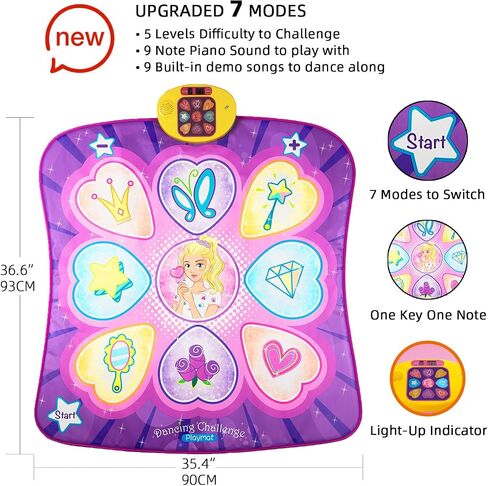 SUNLIN Dance Mat, Gifts Toys for Girls 3 4 5 6 7 8 Years Old, Frozen Unicorn Theme Toys, Dance Pad with 7 Game Modes, 5 Challenge Levels, 9 Built-in Music, Birthday Gifts for Kids Ages 3-12 in Saudi Arabia
