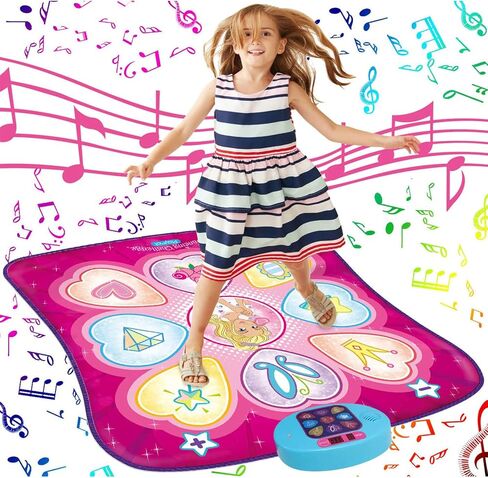 SUNLIN Dance Mat Toys for Girls Ages 3-10 | Dance Pad with LED Lights, Adjustable Volume, 9 Built-in Music, 7 Game Modes, 5 Challenge Levels | Christmas Birthday Gifts for 3 4 5 6 7 8+ Years Old Girl in Saudi Arabia