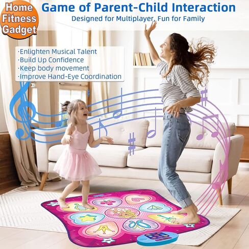 SUNLIN Dance Mat Toys for Girls Ages 3-10 | Dance Pad with LED Lights, Adjustable Volume, 9 Built-in Music, 7 Game Modes, 5 Challenge Levels | Christmas Birthday Gifts for 3 4 5 6 7 8+ Years Old Girl in Saudi Arabia