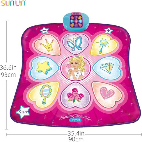 SUNLIN Dance Mat Toys for Girls Ages 3-10 | Dance Pad with LED Lights, Adjustable Volume, 9 Built-in Music, 7 Game Modes, 5 Challenge Levels | Christmas Birthday Gifts for 3 4 5 6 7 8+ Years Old Girl in Saudi Arabia