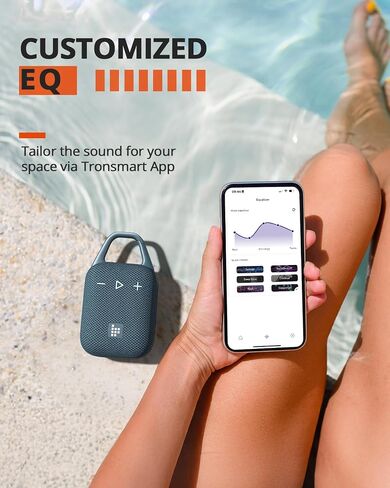 مكبر صوت محمول خارجي Tronsmart Mirtune H1، وقت تشغيل 20 ساعة، صوت عالٍ وباس قوي، حلقة تسلق مدمجة، مقاومة للماء IPX7، تخصيص EQ، مكبر صوت بلوتوث 5.3 لركوب الدراجات والمشي لمسافات طويلة والتسلق (أسود) in Saudi Arabia