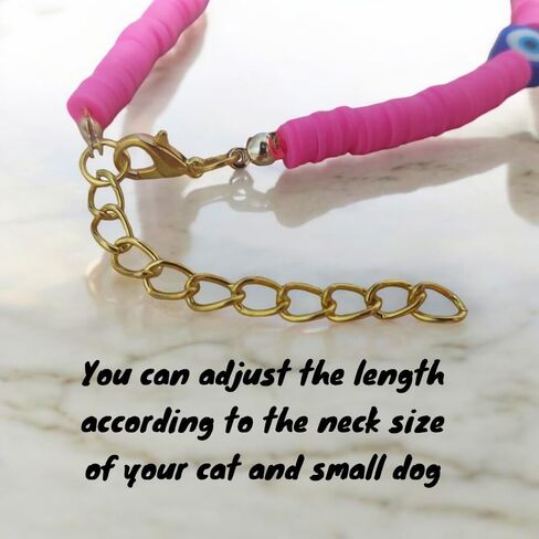 HADESS Cat Collar with Bell, Evil Eye Beads for Girls and Boys Cats, soft dough beads, Adjustable Collar for Small and Large Cats, Small Breed Dogs in Saudi Arabia