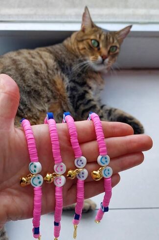HADESS Cat Collar with Bell, Evil Eye Beads for Girls and Boys Cats, soft dough beads, Adjustable Collar for Small and Large Cats, Small Breed Dogs in Saudi Arabia