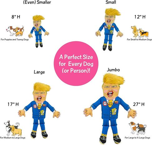 لعبة مضغ للكلاب من فوزو دونالد ترامب، محاكاة ساخرة سياسية جديدة ومتينة مع مصدر صرير، مقاس صغير 30.48 سم in Kuwait