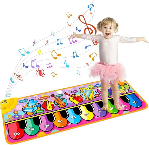 Kids Musical Piano Mats with 25 Music Sounds,Musical Toys Baby Floor Piano Keyboard Mat Carpet Animal Blanket Touch Playmat Early Education Toys for 1 2 3 4 5 6+ Year Girls Boys Toddlers in Saudi Arabia