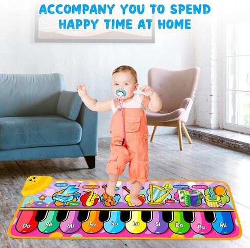 Kids Musical Piano Mats with 25 Music Sounds,Musical Toys Baby Floor Piano Keyboard Mat Carpet Animal Blanket Touch Playmat Early Education Toys for 1 2 3 4 5 6+ Year Girls Boys Toddlers in Saudi Arabia